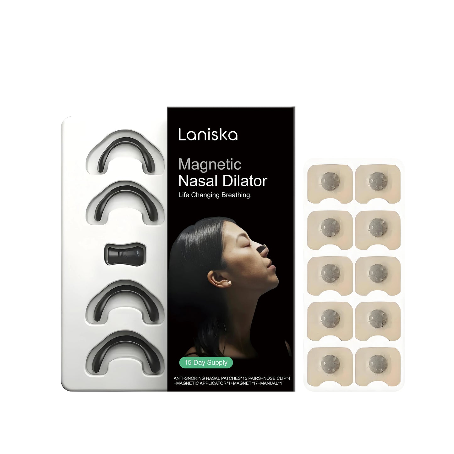 Magnetic Nasal Dilator Kit Relieve Stuffy Nose Breathe Strips Increase Oxygen Intake Stop Snoring Promote Deep Sleep Aid Patch